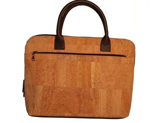 Ladies' cork briefcase with a zipper