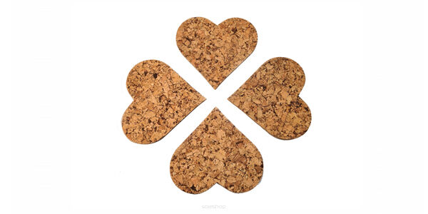 Cork pad Small heart decorative-kpl 4 pcs