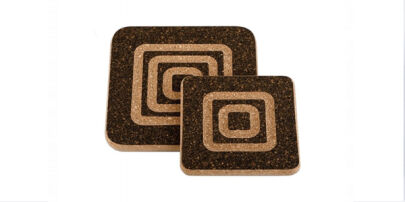 Rectangular cork coaster squares- 2 pcs