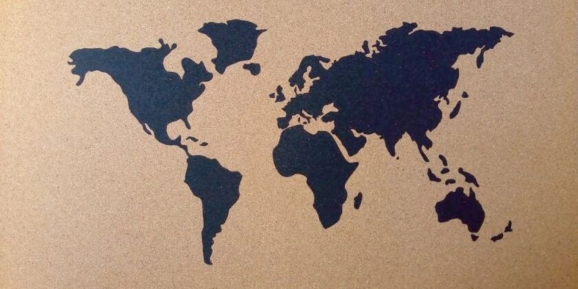 Corkboard World Map 915mmx610mmx5mm