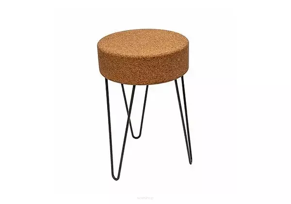 Cork Table Stool with Black Legs