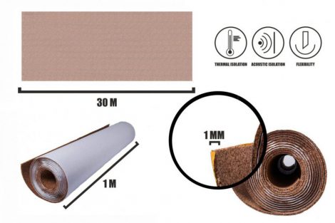 Self-adhesive cork roll 1mm (30m)