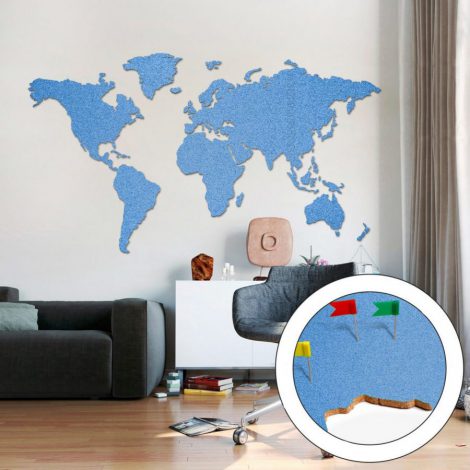 Corkboard World Map Blue