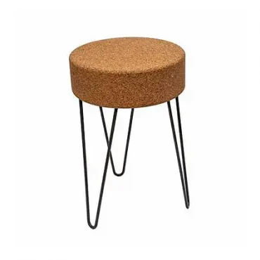 Cork Table Stool with Black Legs