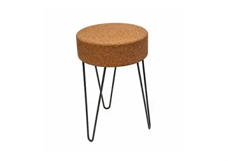 Cork Table Stool with Black Legs