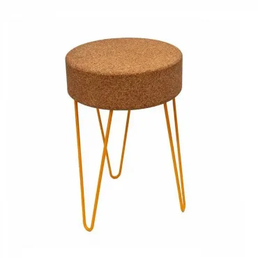 Cork Table Stool with Yellow Legs