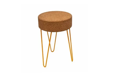 Cork Table Stool with Yellow Legs